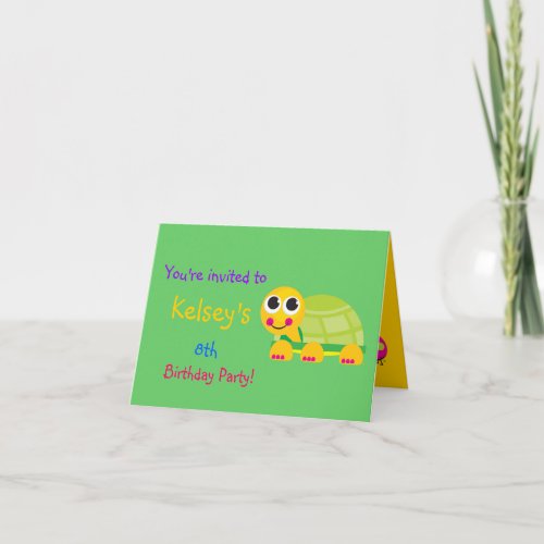 Cute Turtle Birthday Invitation