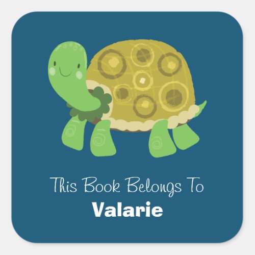 Cute Turtle Bookplate Custom Name