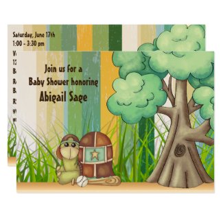 Cute Turtle Boys Baseball Baby Shower Invitation