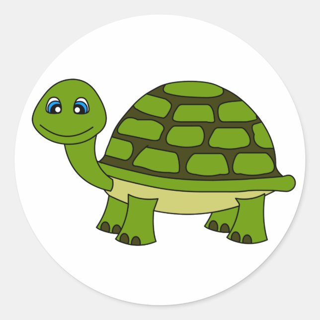 Cute Turtle Cartoon Classic Round Sticker (Front)
