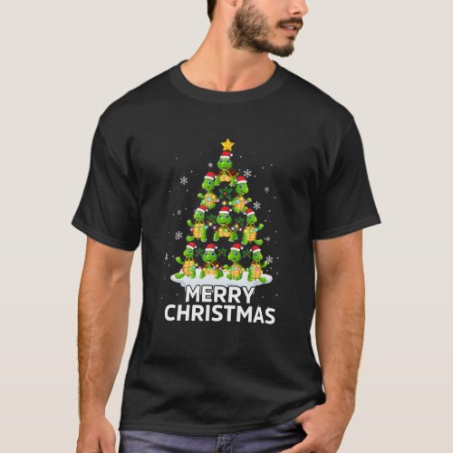 Cute Turtle Christmas Tree Funny Pajamas Decor Xma T_Shirt