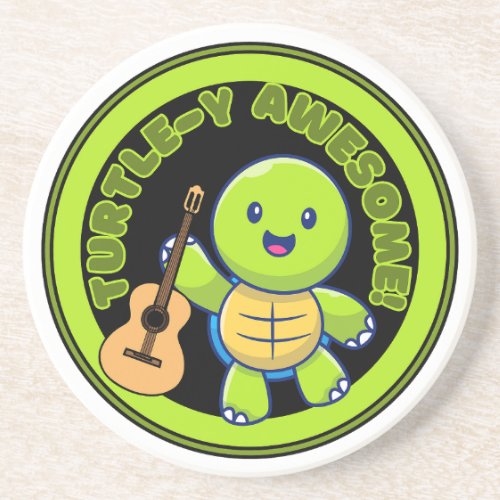 Cute Turtle Coaster Guitar Player Animal Coasters