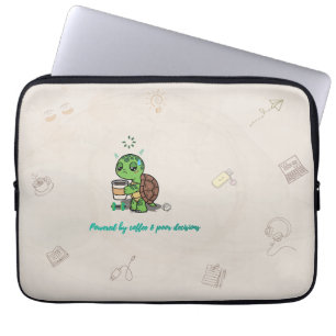 Cute Turtle Coffee Lover Laptop Sleeve