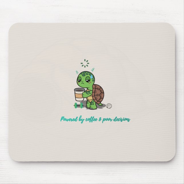 Cute Turtle Coffee Lover Mouse Pad (Front)