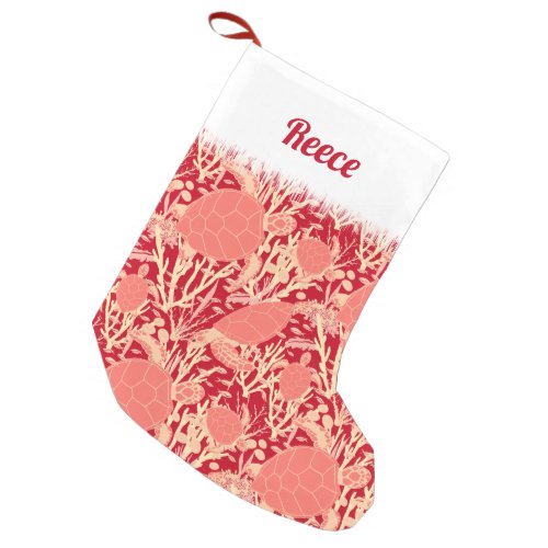 Cute Turtle Coral Reef Underwater Pattern Small Christmas Stocking