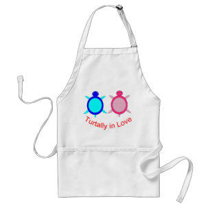 Cute Turtle Couple Adult Apron