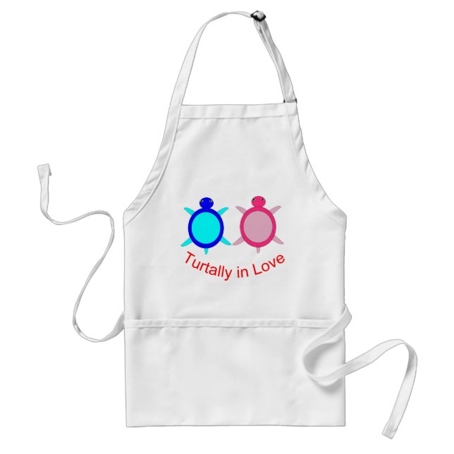 Cute Turtle Couple Adult Apron (Front)