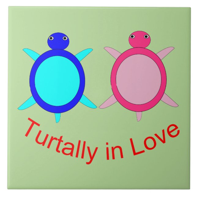 Cute Turtle Couple Ceramic Tile (Front)