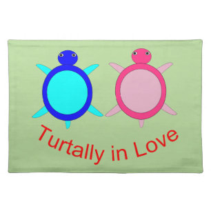 Cute Turtle Couple Cloth Placemat