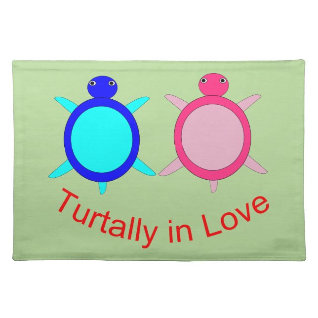 Cute Turtle Couple Cloth Placemat (Front)