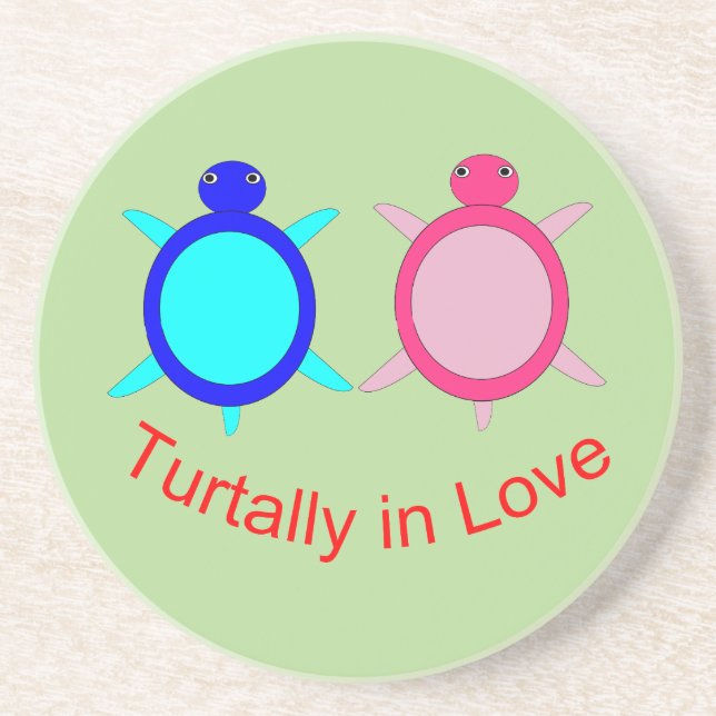 Cute Turtle Couple Coaster (Front)