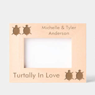 Cute Turtle Couple Custom Names Engraved Frames