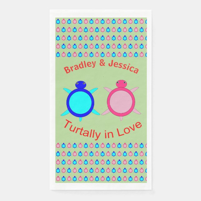 Cute Turtle Couple Custom Paper Guest Towels (Front)