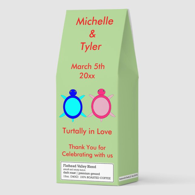 Cute Turtle Couple Custom Wedding Roasted Coffee (Front)