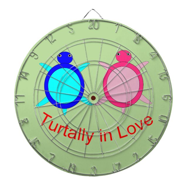 Cute Turtle Couple Dart Board (Front)