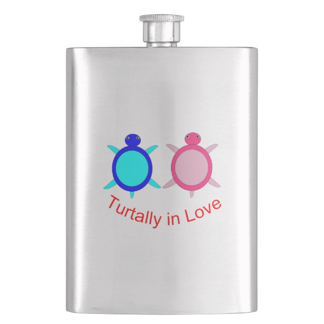 Cute Turtle Couple Flask (Front)