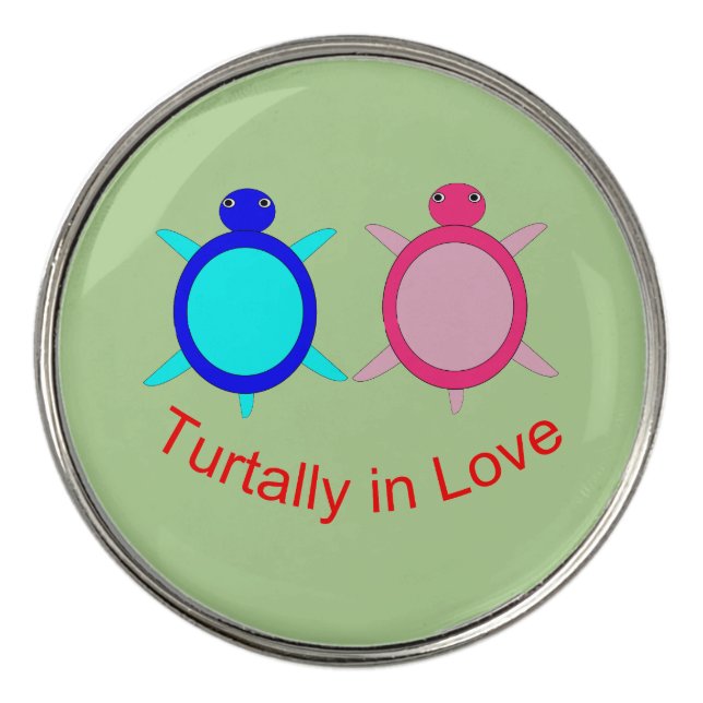 Cute Turtle Couple Golf Ball Marker (Front)