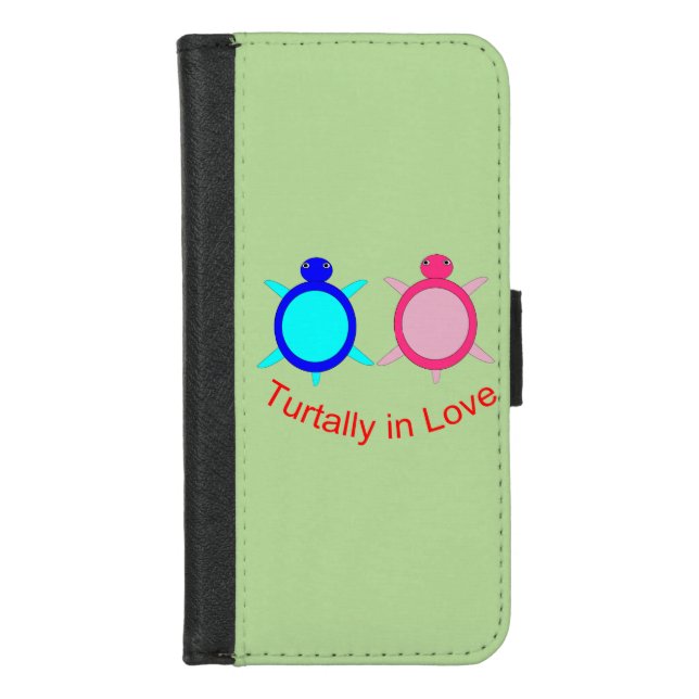 Cute Turtle Couple iPhone Wallet Case (Front)