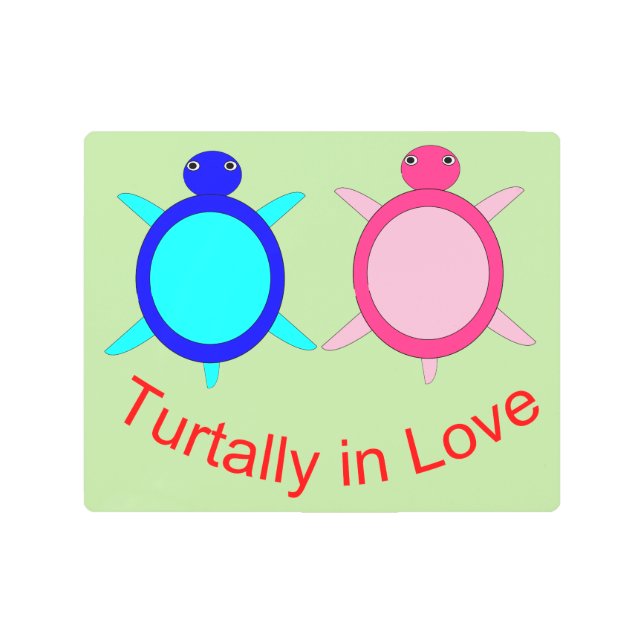 Cute Turtle Couple Metal Print (Front)