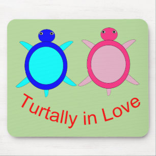 Cute Turtle Couple Mouse Pad