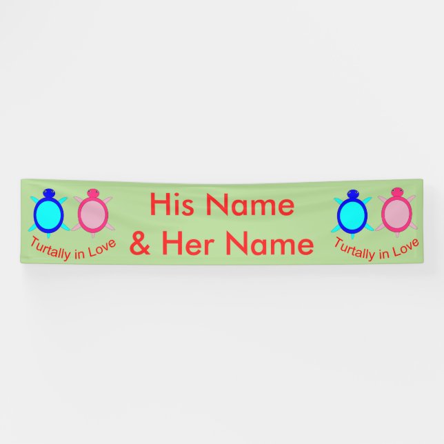 Cute Turtle Couple Personalized Banner (Horizontal)