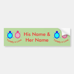 Cute Turtle Couple Personalized Bumper Sticker
