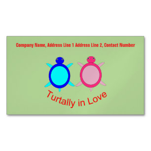 Cute Turtle Couple Personalized Business Card Magnet
