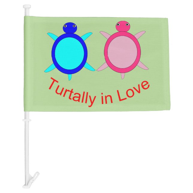 Cute Turtle Couple Personalized Car Flag (Front)