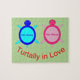 Cute Turtle Couple Personalized Jigsaw Puzzle