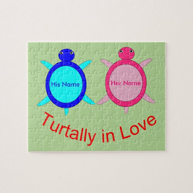 Cute Turtle Couple Personalized Jigsaw Puzzle (Horizontal)