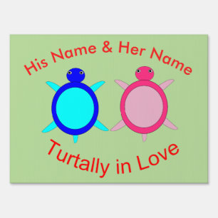 Cute Turtle Couple Personalized Sign