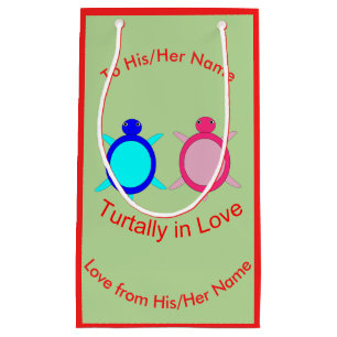 Cute Turtle Couple Personalized Small Gift Bag
