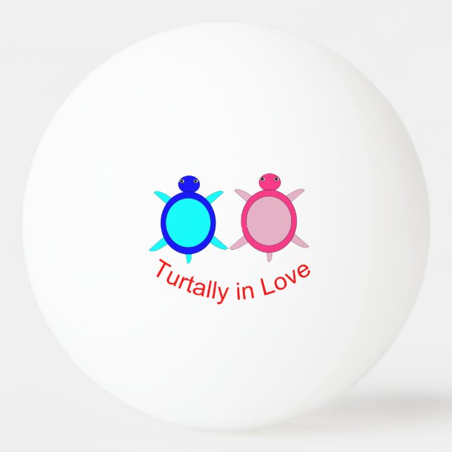 Cute Turtle Couple Ping Pong Ball (Front)
