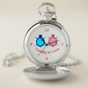 Cute Turtle Couple Pocket Watch