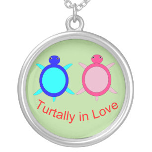 Cute Turtle Couple Silver Plated Necklace
