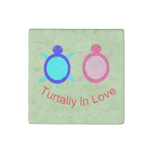 Cute Turtle Couple Stone Magnet