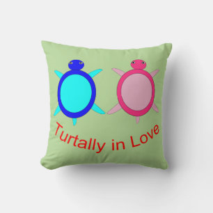 Cute Turtle Couple Throw Pillow