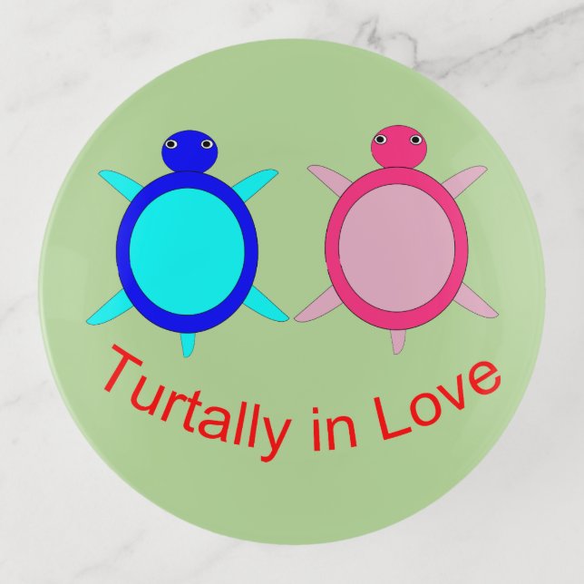 Cute Turtle Couple Trinket Tray (Front)