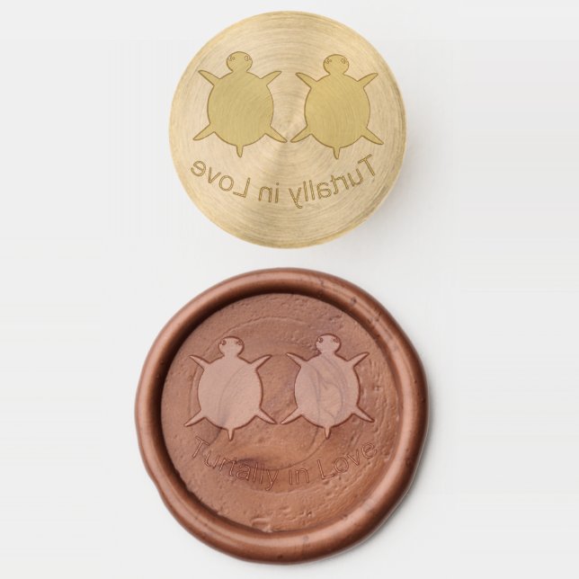 Cute Turtle Couple Wedding Wax Seal Stamp (Stamped)