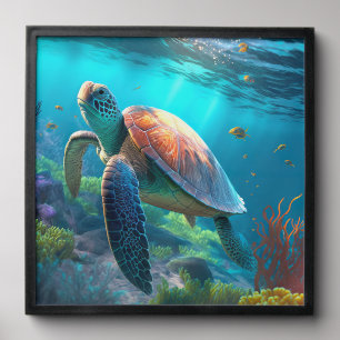 Cute Turtle Design Peel and Stick Photo Tile