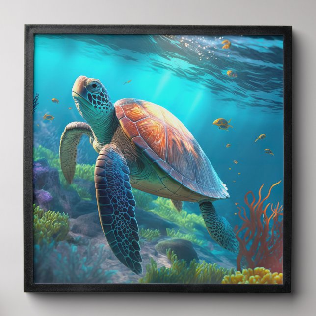 Cute Turtle Design Peel and Stick Photo Tile (Front Set)