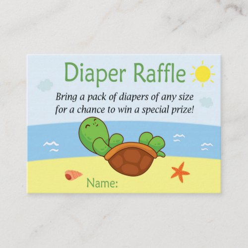Cute turtle Diaper Raffle Tickets