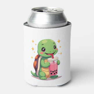 Cute turtle drinking boba. Funny Boba Turtles Love Can Cooler