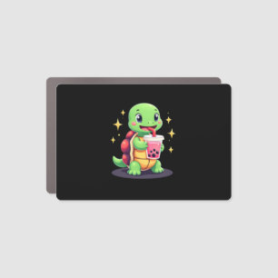 Cute turtle drinking boba. Funny Boba Turtles Love Car Magnet