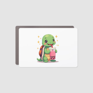 Cute turtle drinking boba. Funny Boba Turtles Love Car Magnet