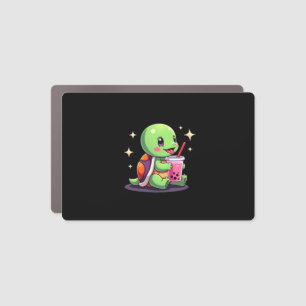 Cute turtle drinking boba. Funny Boba Turtles Love Car Magnet