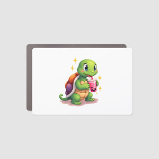Cute turtle drinking boba. Funny Boba Turtles Love Car Magnet