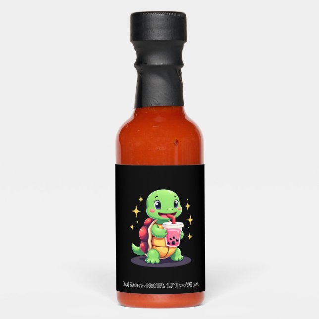 Cute turtle drinking boba. Funny Boba Turtles Love Hot Sauces (Front)