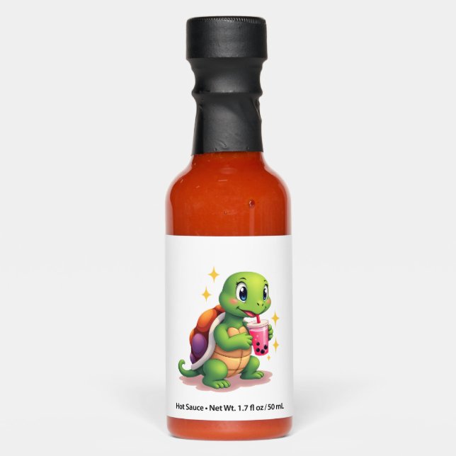 Cute turtle drinking boba. Funny Boba Turtles Love Hot Sauces (Front)