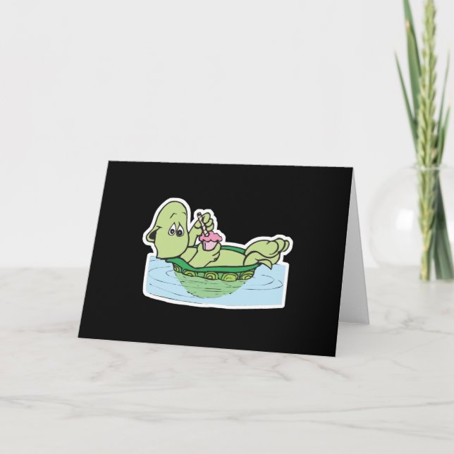 cute turtle drinking milkshake card (Front)